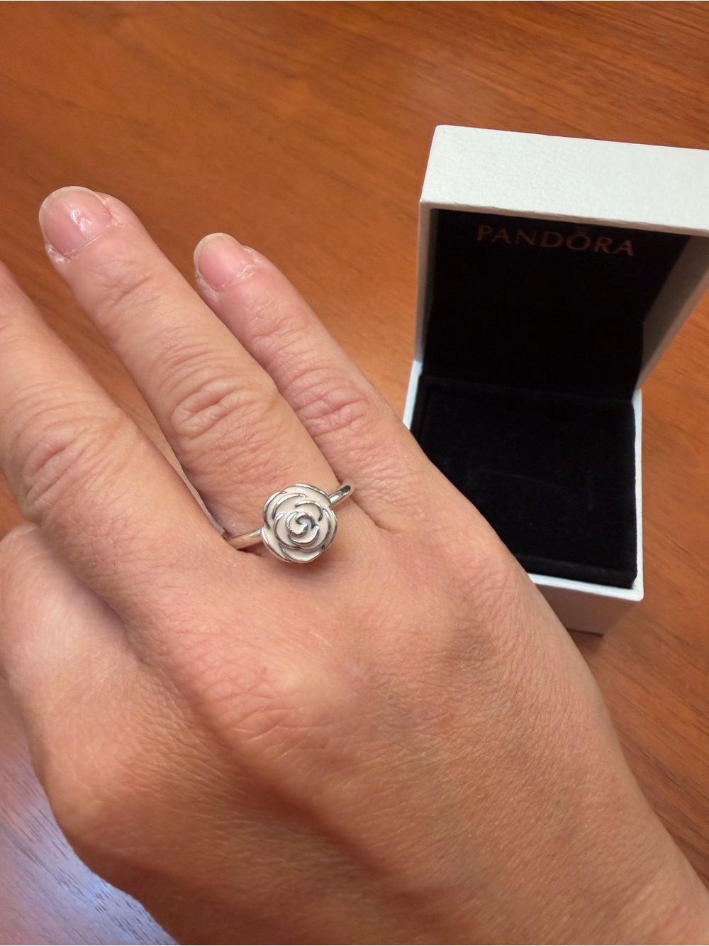 Pandora Silver Floral Rose Ring